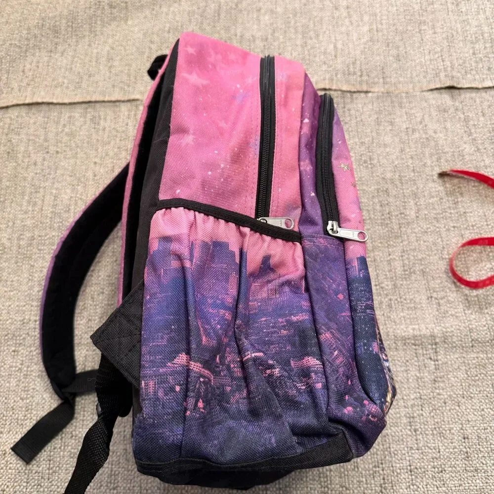 Justice Girls I Love Paris Backpack Pink Purple Eiffel Tower Glitter School Bag